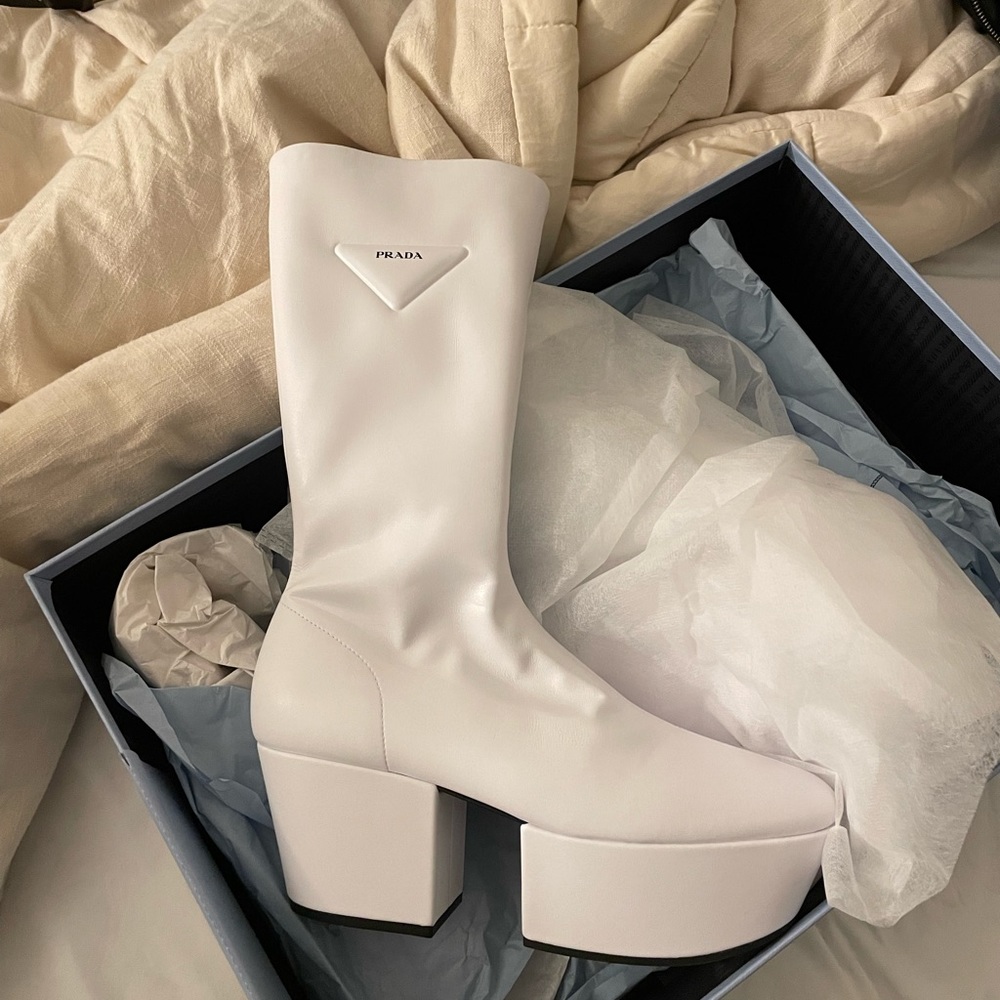 Prada Nappa Tech White boots